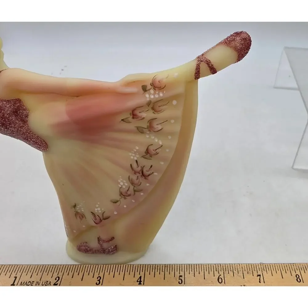 VINTAGE FENTON SATIN BURMESE BALLERINA FIGURINE SIGNED GLOWS